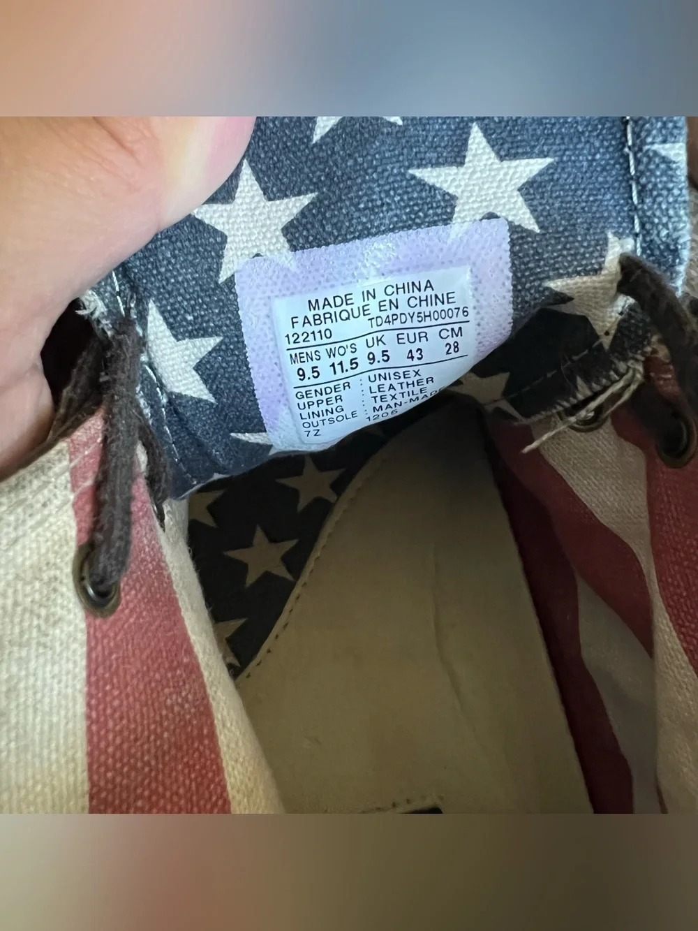 Men’s Vintage Converse Chuck Taylor All Star  "American Flag" Size M 9.5 W 11.5 - Picture 7 of 8